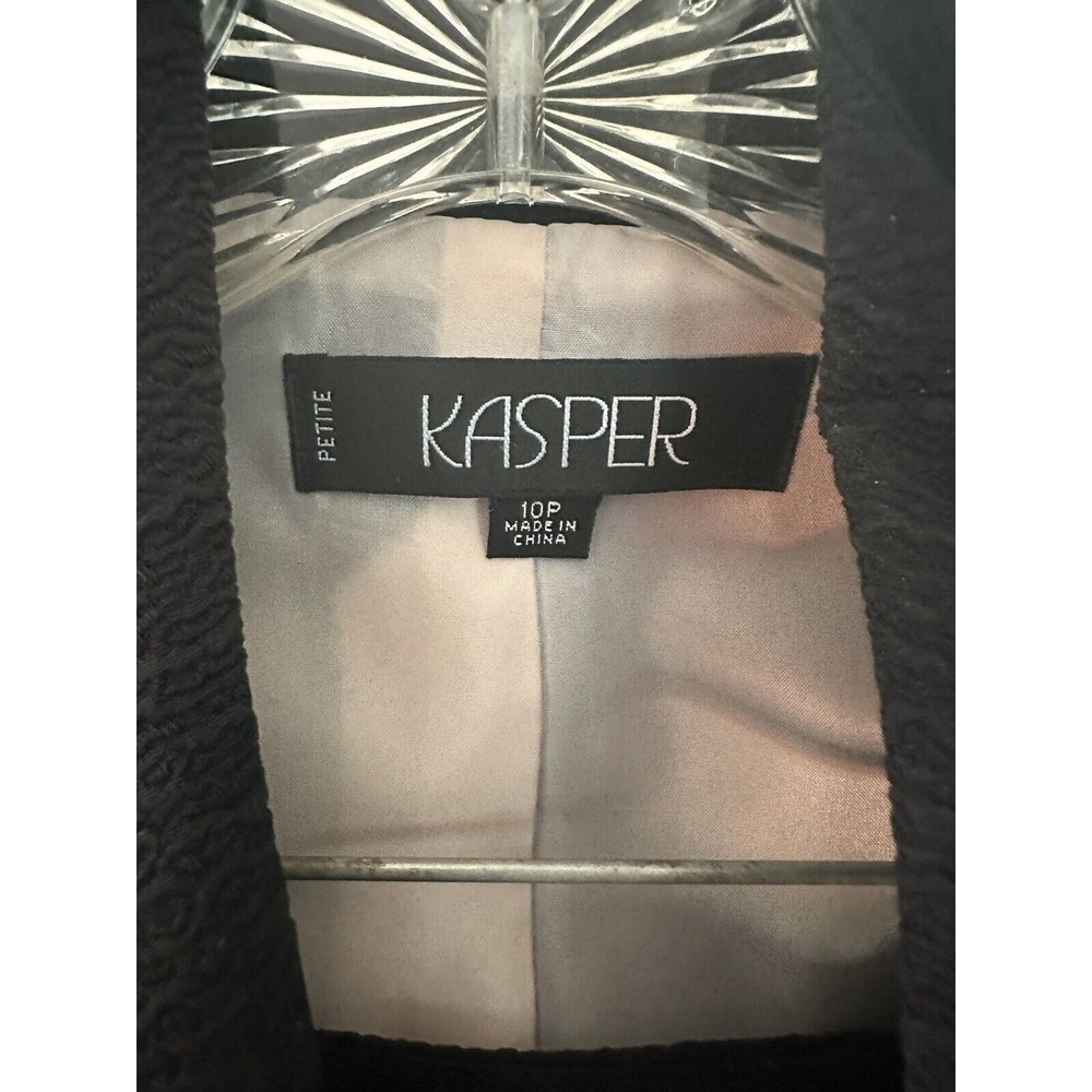 Kasper Black Crepe Suit Jacket and Skirt, Size 10P - Picture 2 of 10